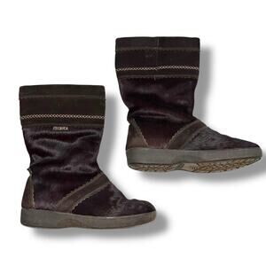 Vintage Tecnica Cow Hair Leather Winter Boots Italian Apres Scandia Brown Sz 37